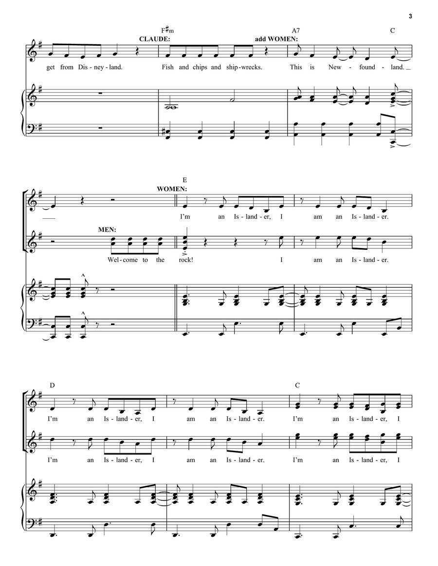 Welcome To The Rock (from Come from Away) Piano, Vocal scores gallery preview page 3