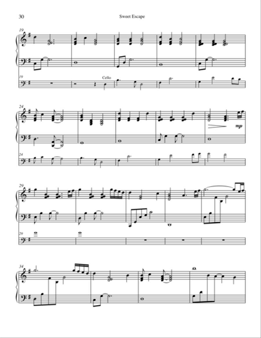 Sweet Escape Piano Solo scores gallery preview page 2