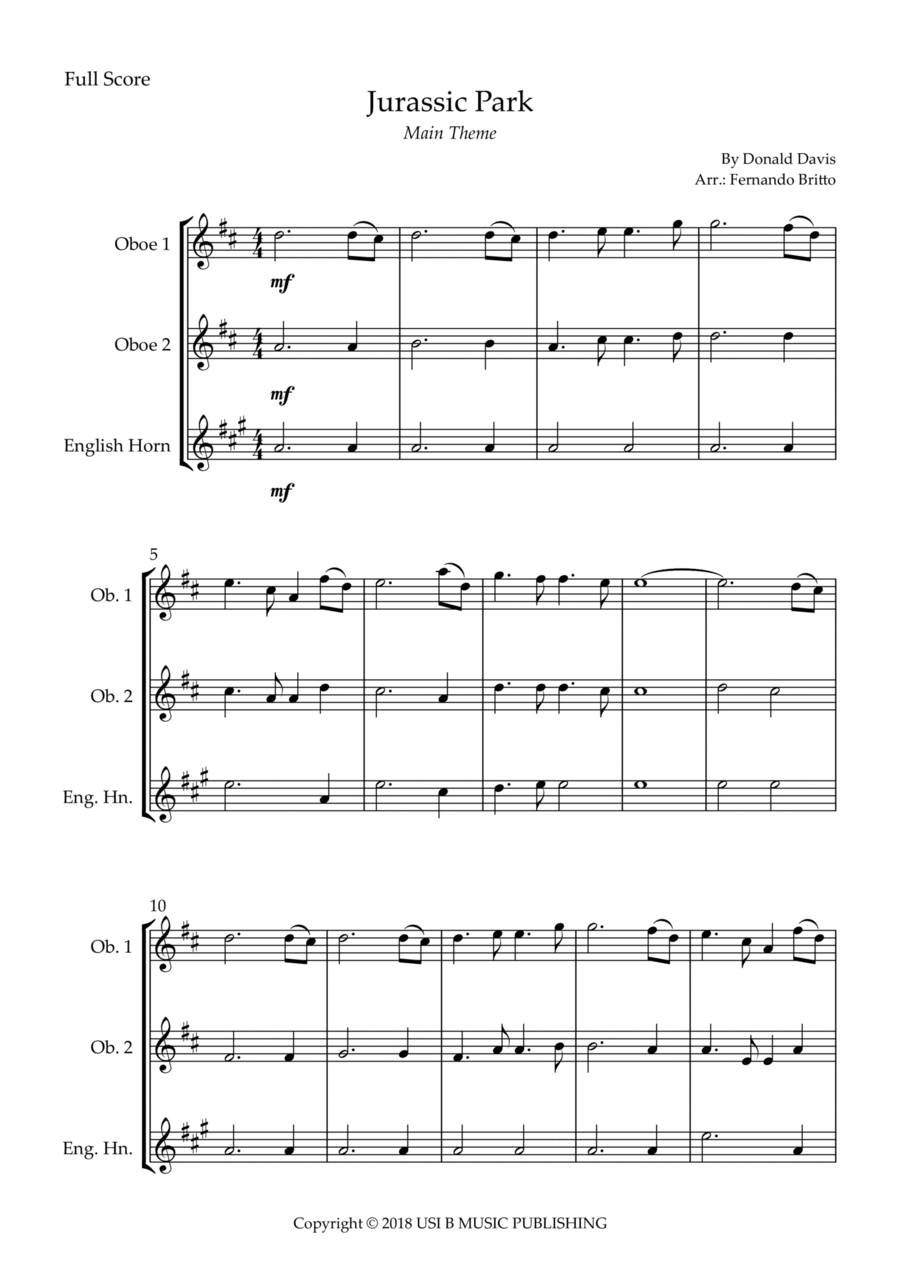 Jurassic Park Iii Woodwind Trio scores gallery preview page 1