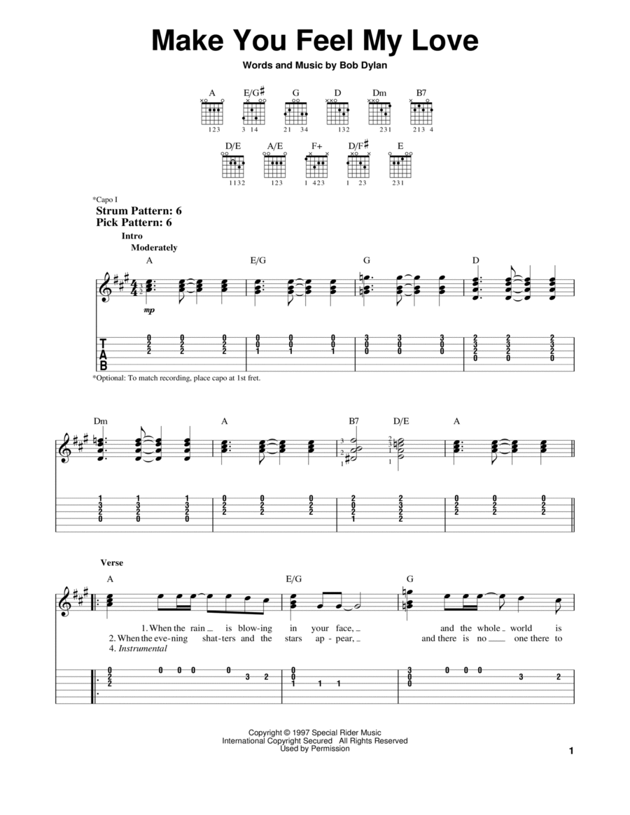 Make You Feel My Love Acoustic Guitar scores gallery preview page 1