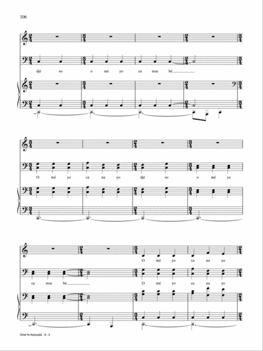 Omé Yo Kanoubé Piano, Vocal, Guitar scores gallery preview page 2