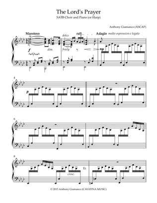 THE LORD'S PRAYER (SATB choir and piano or harp) - HARP ACCOMPANIMENT