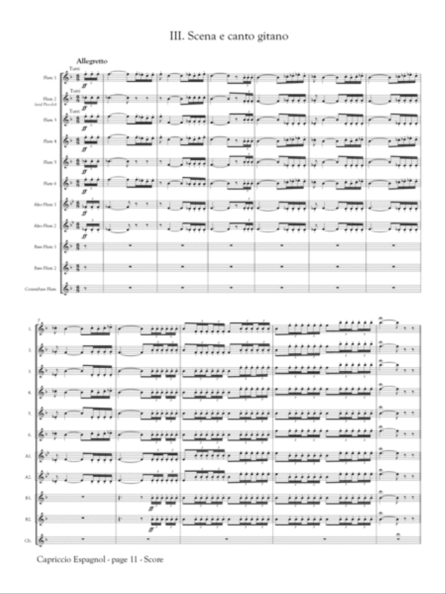Capriccio Espagnol for Flute Orchestra Flute Choir scores gallery preview page 3