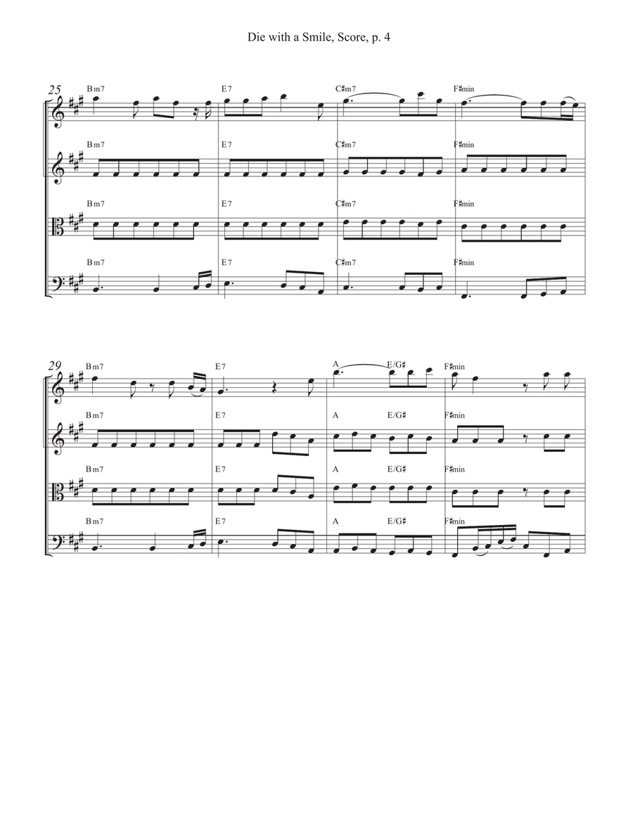Die With A Smile String Quartet scores gallery preview page 4
