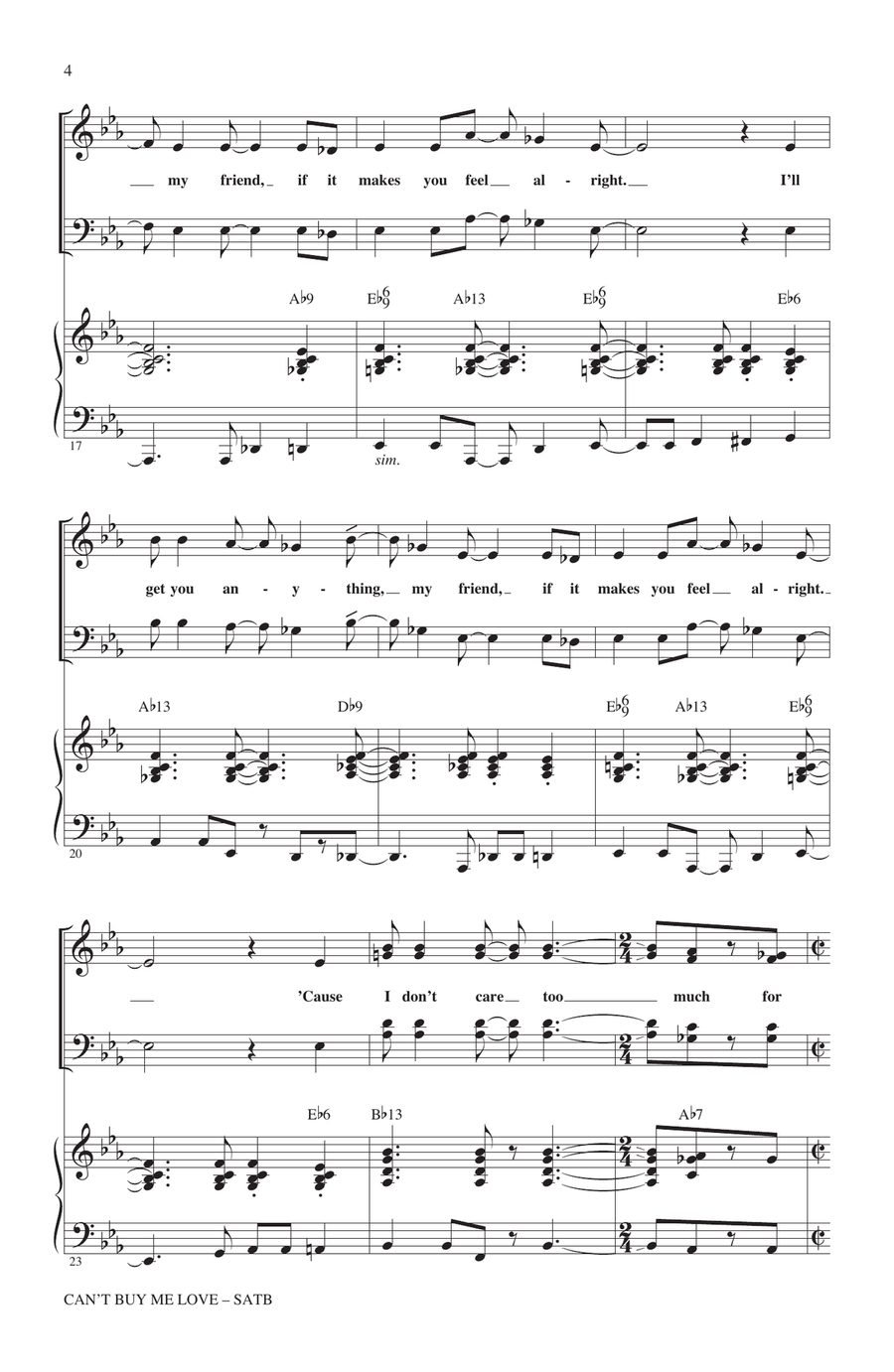 Can't Buy Me Love (arr. Kirby Shaw) 4-Part scores gallery preview page 3
