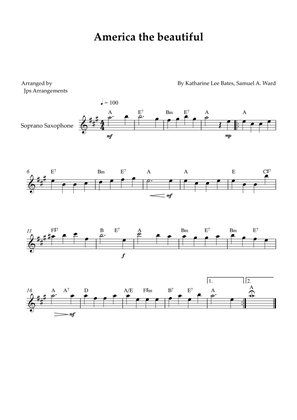 America The Beautiful - Soprano sax solo (+ CHORDS)