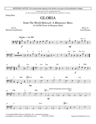 Gloria (from The World Beloved: A Bluegrass Mass) - Double Bass