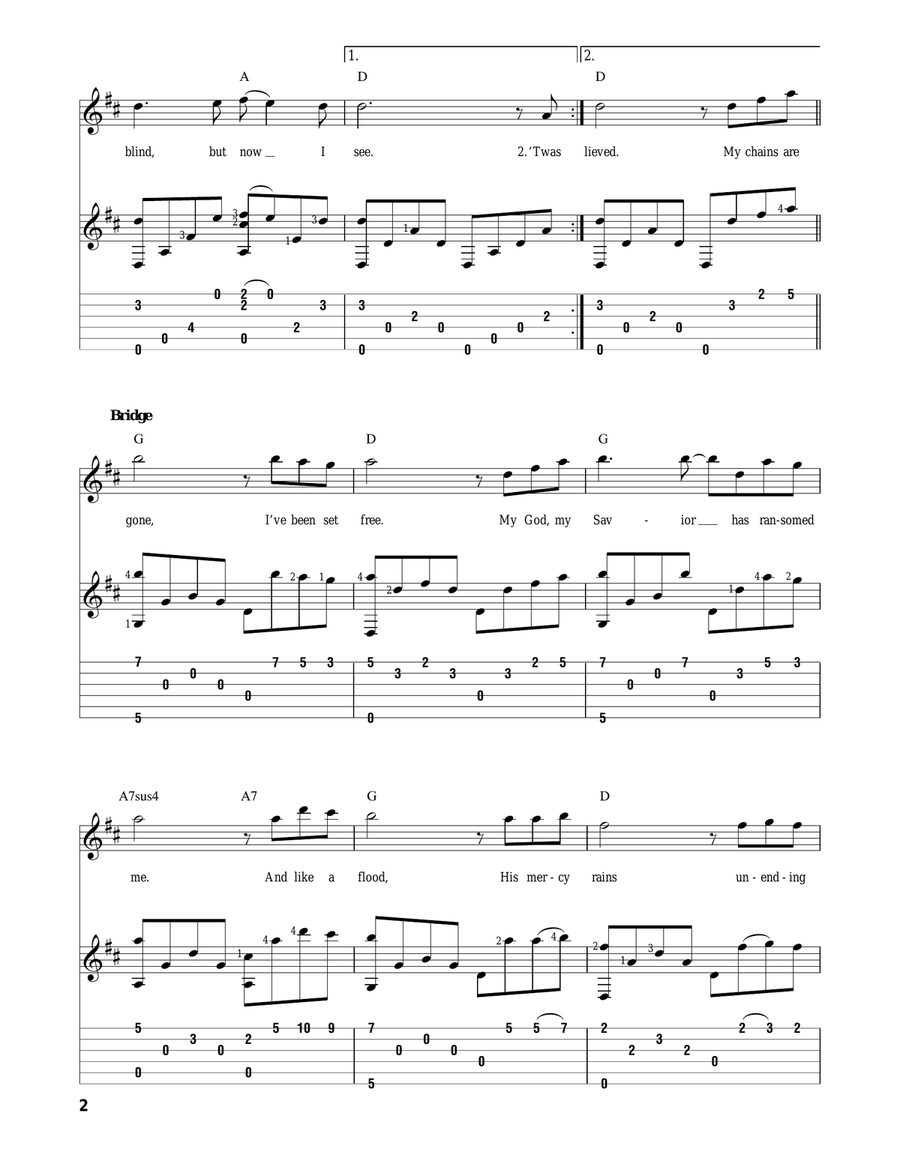 Amazing Grace (My Chains Are Gone) Guitar Solo scores gallery preview page 2