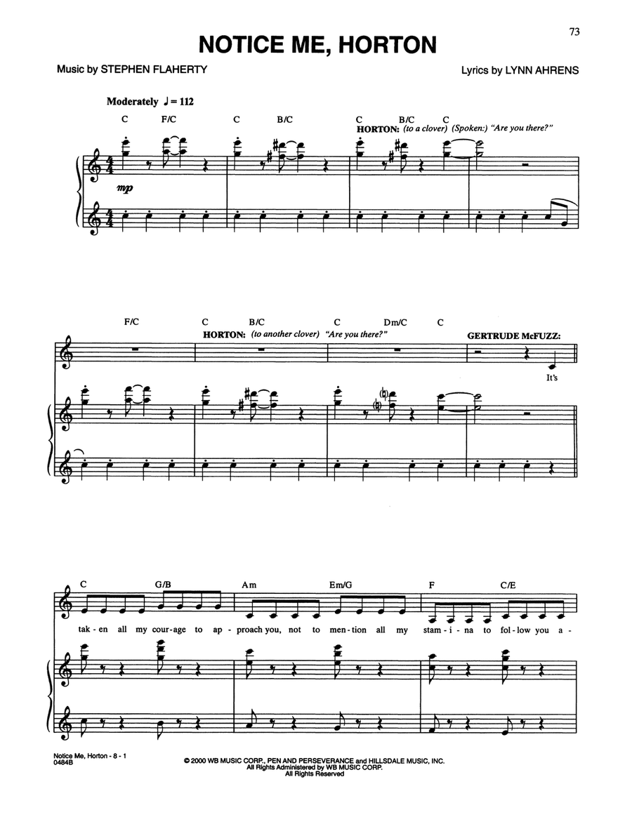 Notice Me, Horton (from Seussical The Musical) Piano, Vocal scores gallery preview page 1