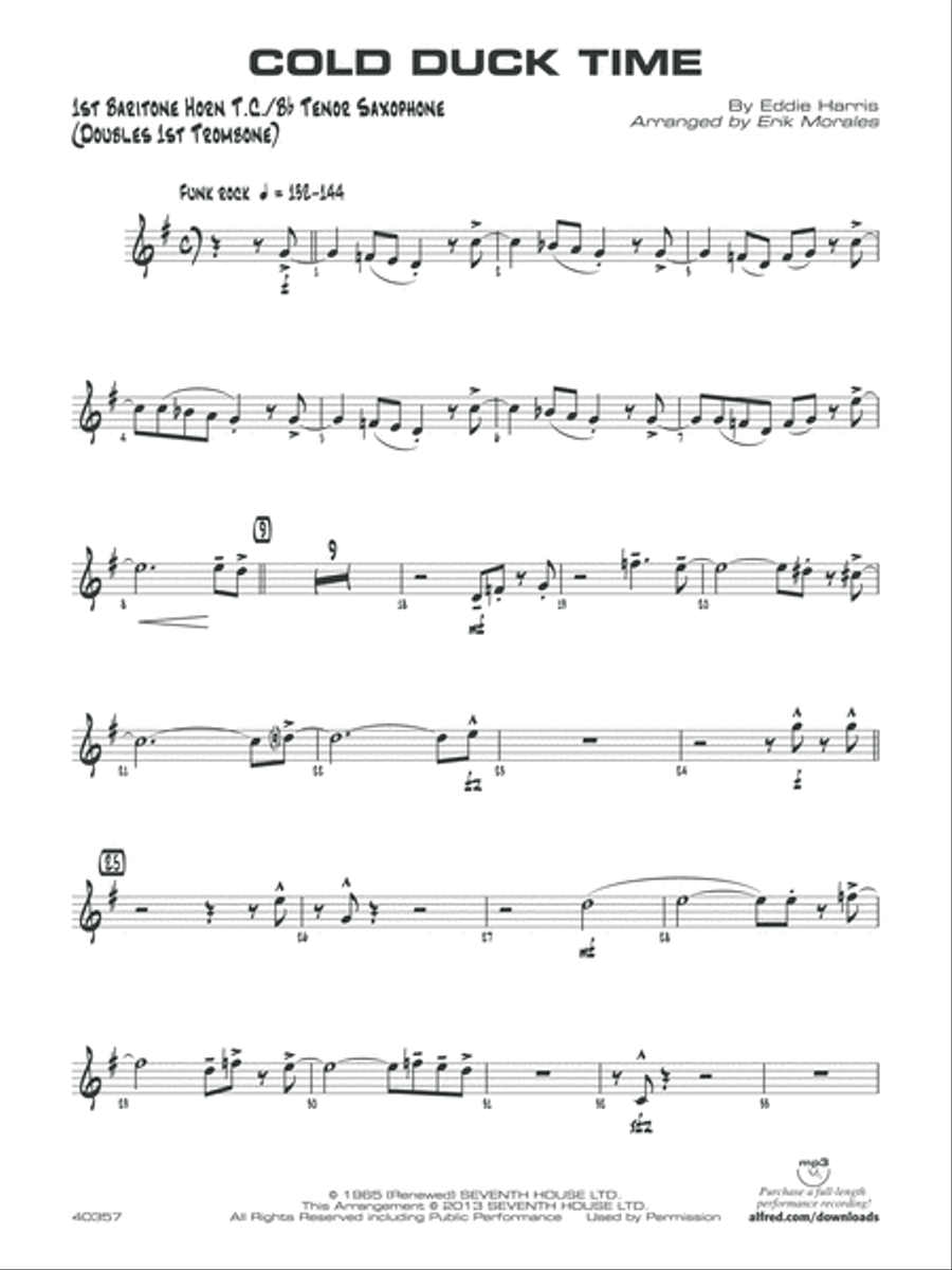 Cold Duck Time: Baritone T.C. Jazz Ensemble scores gallery preview page 1