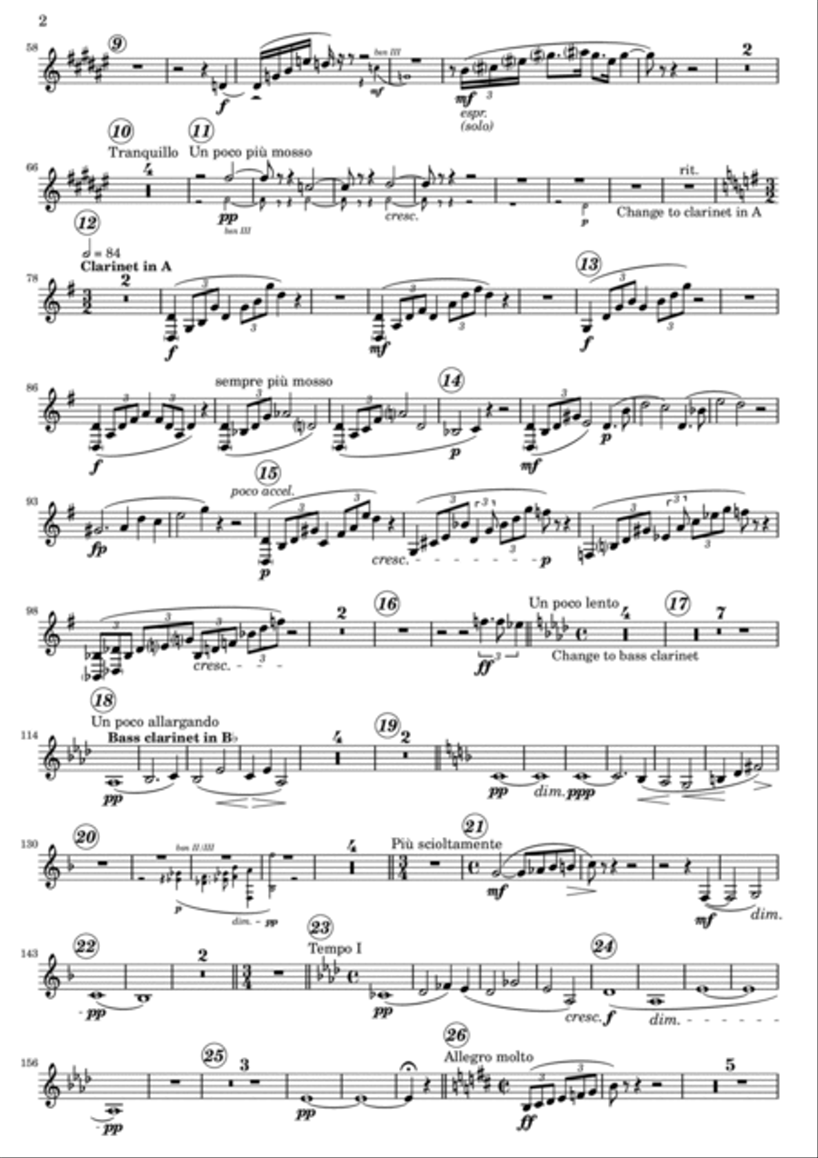 Suite from the Opera - Der Rosenkavalier - Bass Clarinet B-Flat Clarinet scores gallery preview page 3