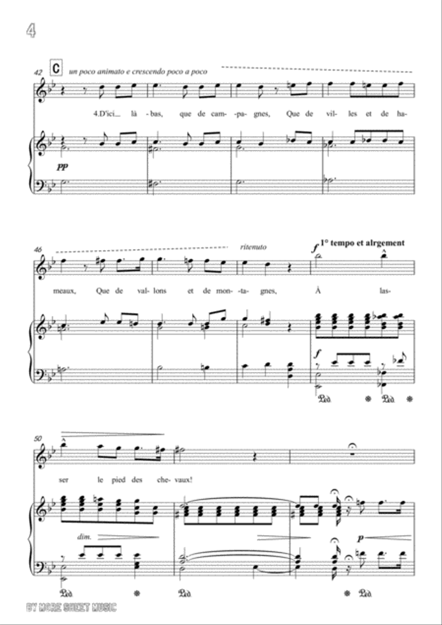 Berlioz-L'absence in B flat Major,for voice and piano Voice Solo scores gallery preview page 6
