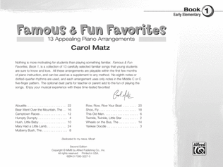 Book cover for Famous & Fun Favorites, Book 1: 13 Appealing Piano Arrangements