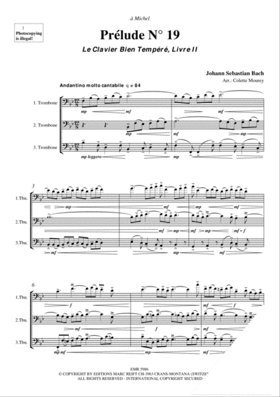 Prelude No. 19 Trombone Trio scores gallery preview page 3