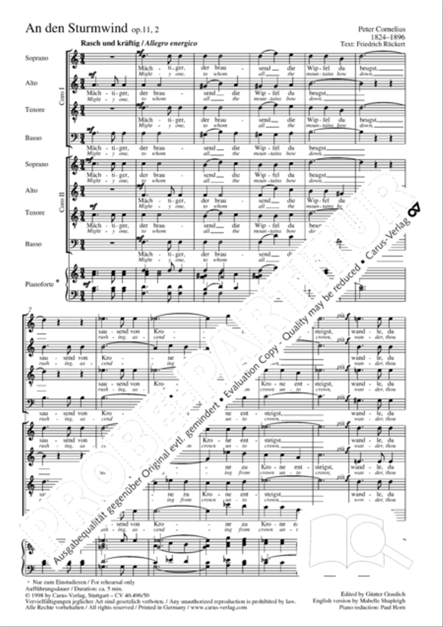To the stormwind (An den Sturmwind) 4-Part scores gallery preview page 4