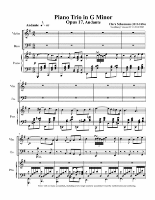 Book cover for Piano Trio in G minor, Op.17, Adagio (Arr. for Double Bass, Piano & Violin)