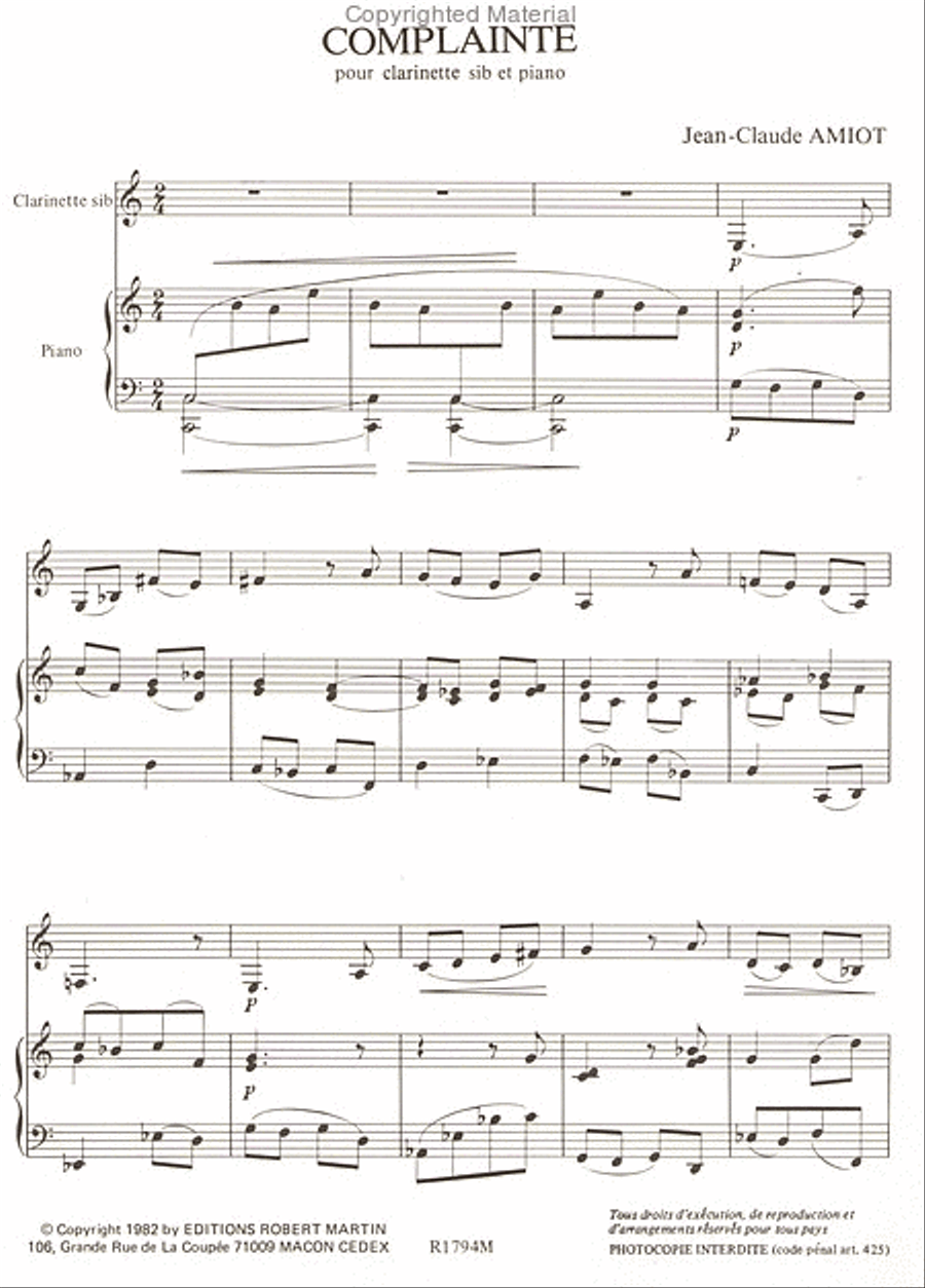 Complainte Clarinet Solo scores gallery preview page 2