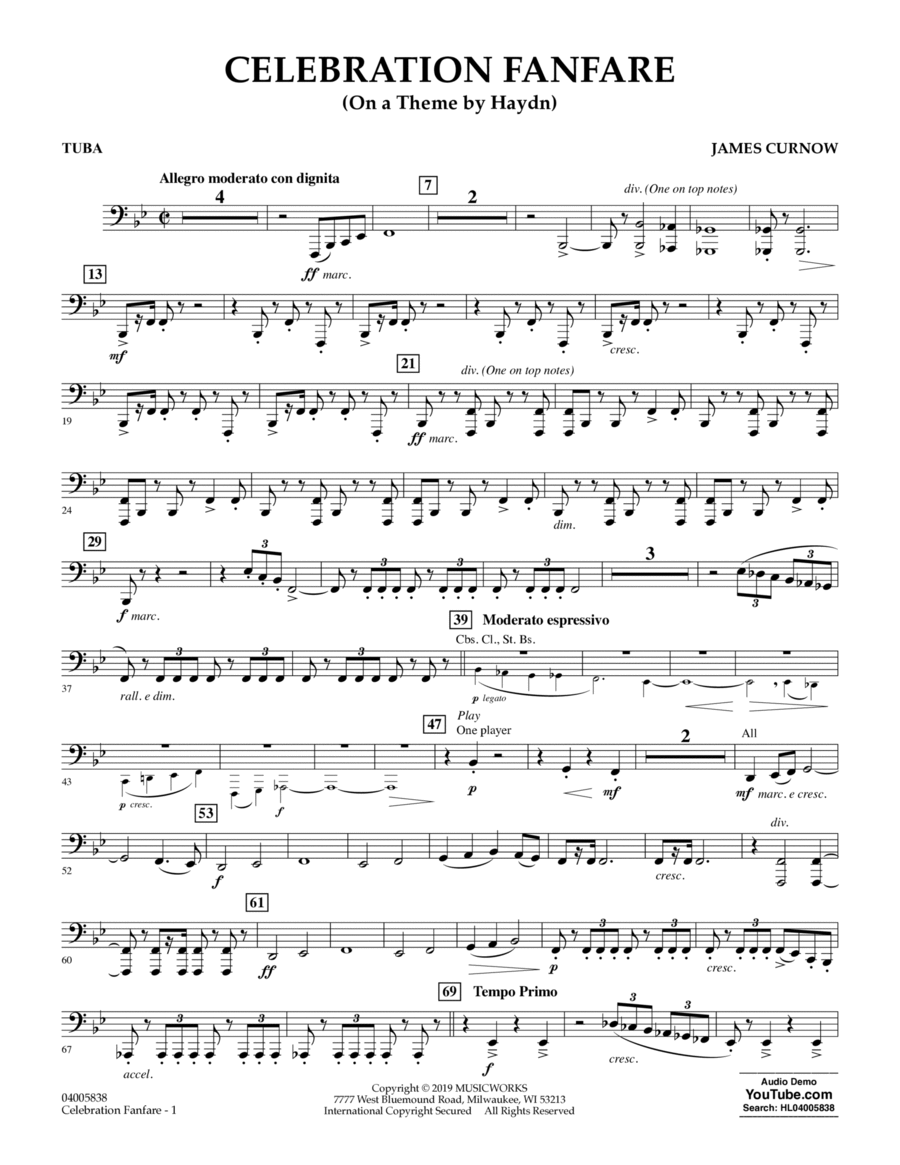 Celebration Fanfare (On a Theme by Haydn) - Tuba Tuba scores gallery preview page 1
