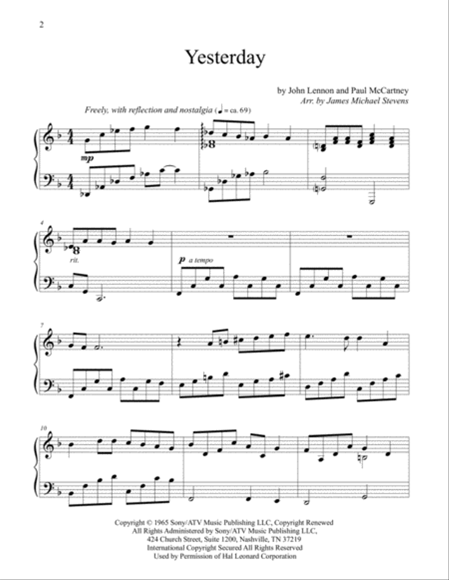 Yesterday Yesterday Piano Solo scores gallery preview page 2