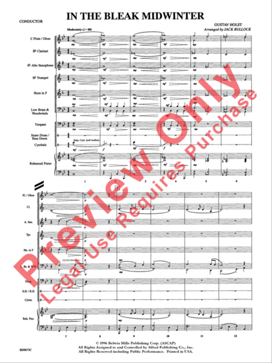 In the Bleak Midwinter Concert Band scores gallery preview page 4