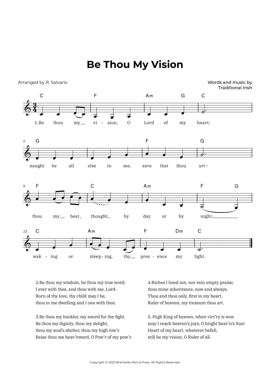 Be Thou My Vision (Key of C Major) Piano scores gallery preview page 1