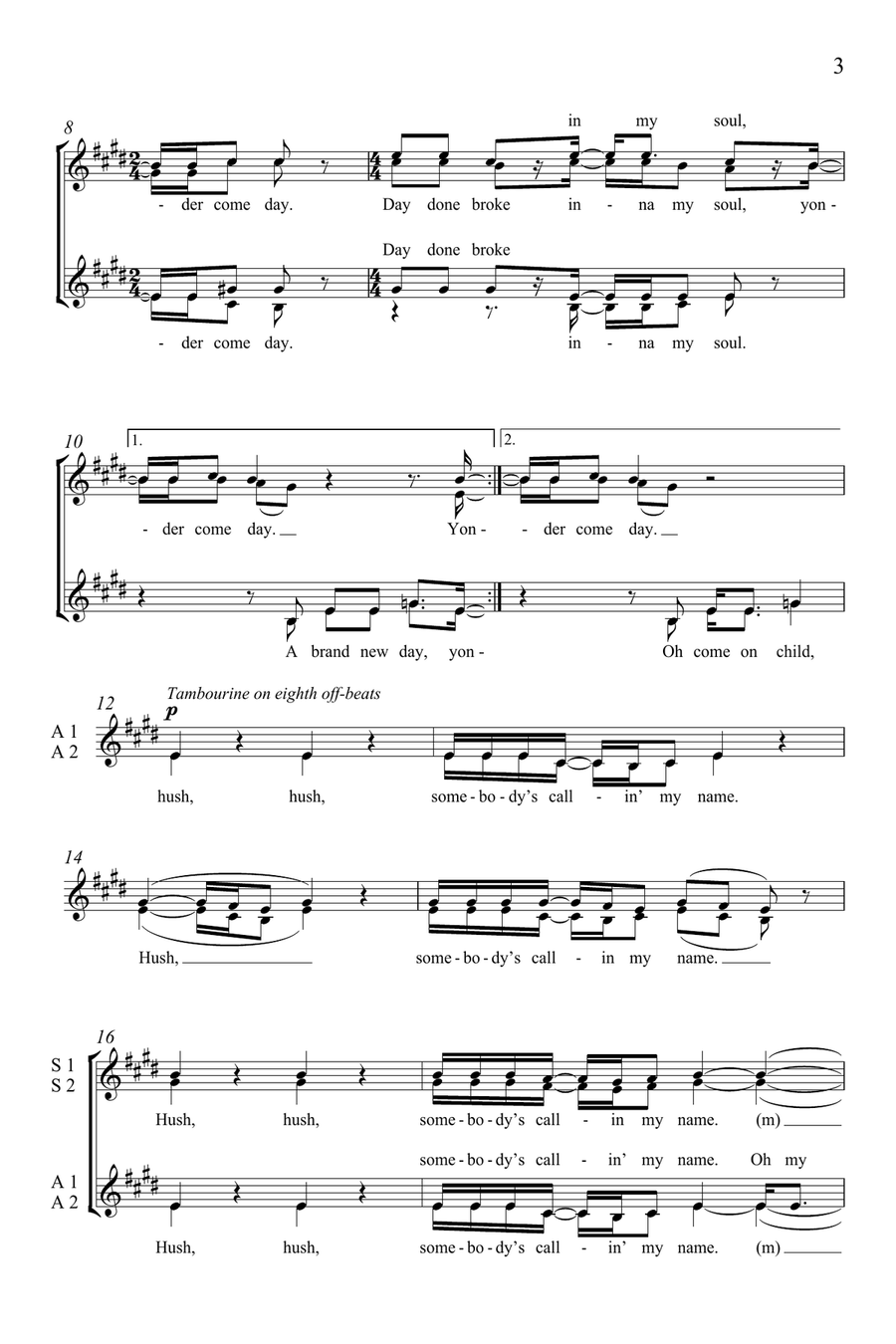 Yonder Come Day SSAA scores gallery preview page 2