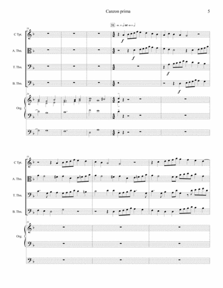Canzona per Sonare No 1 for Brass Quartet and Organ
