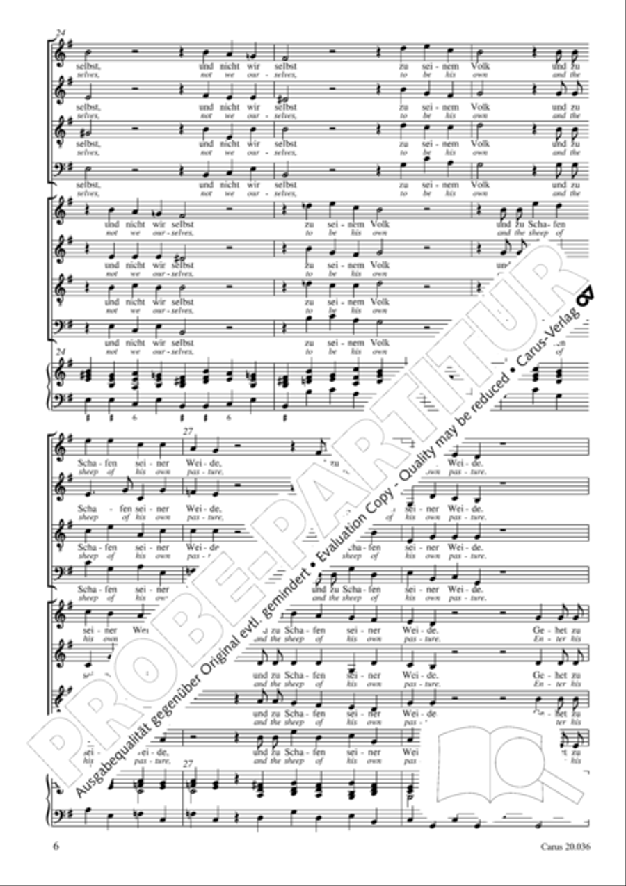 Shout to the Lord, all the earth (Jauchzet dem Herren, alle Welt) 4-Part scores gallery preview page 7