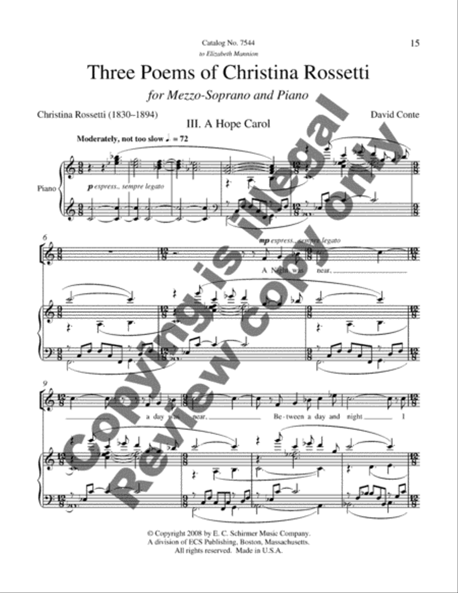 Three Poems of Christina Rossetti Mezzo-Soprano Voice scores gallery preview page 13
