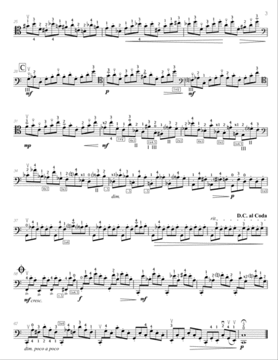 Popper (arr. Richard Aaron): Op. 73, Etude #1 Cello Solo scores gallery preview page 3