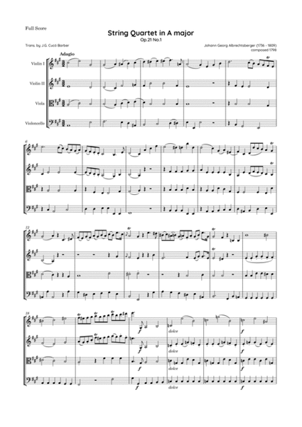 Albrechtsberger - 6 String Quartets, Op.21