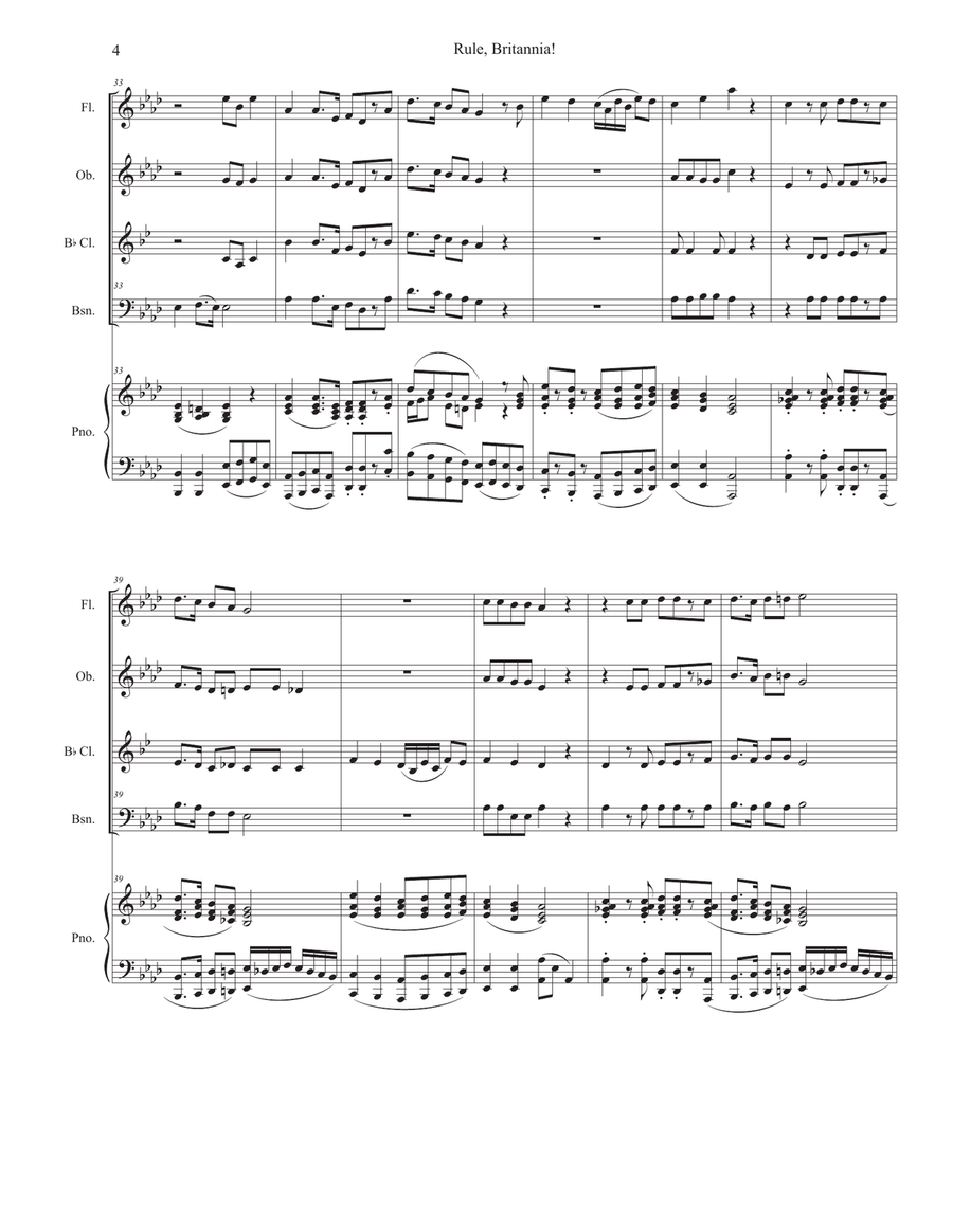 Rule, Britannia! (Woodwind Quartet and Piano) Woodwind Quartet scores gallery preview page 4
