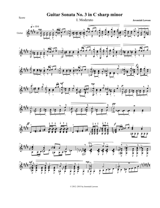 Book cover for Guitar Sonata No. 3 in C sharp minor