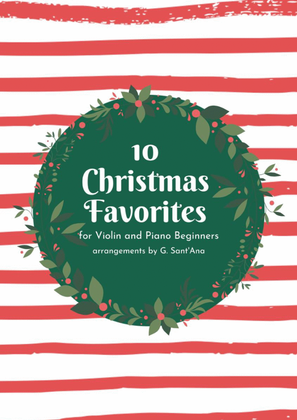 Book cover for 10 Christmas Favorites for Violin and Piano Beginners (Easy Violin / Easy Piano)