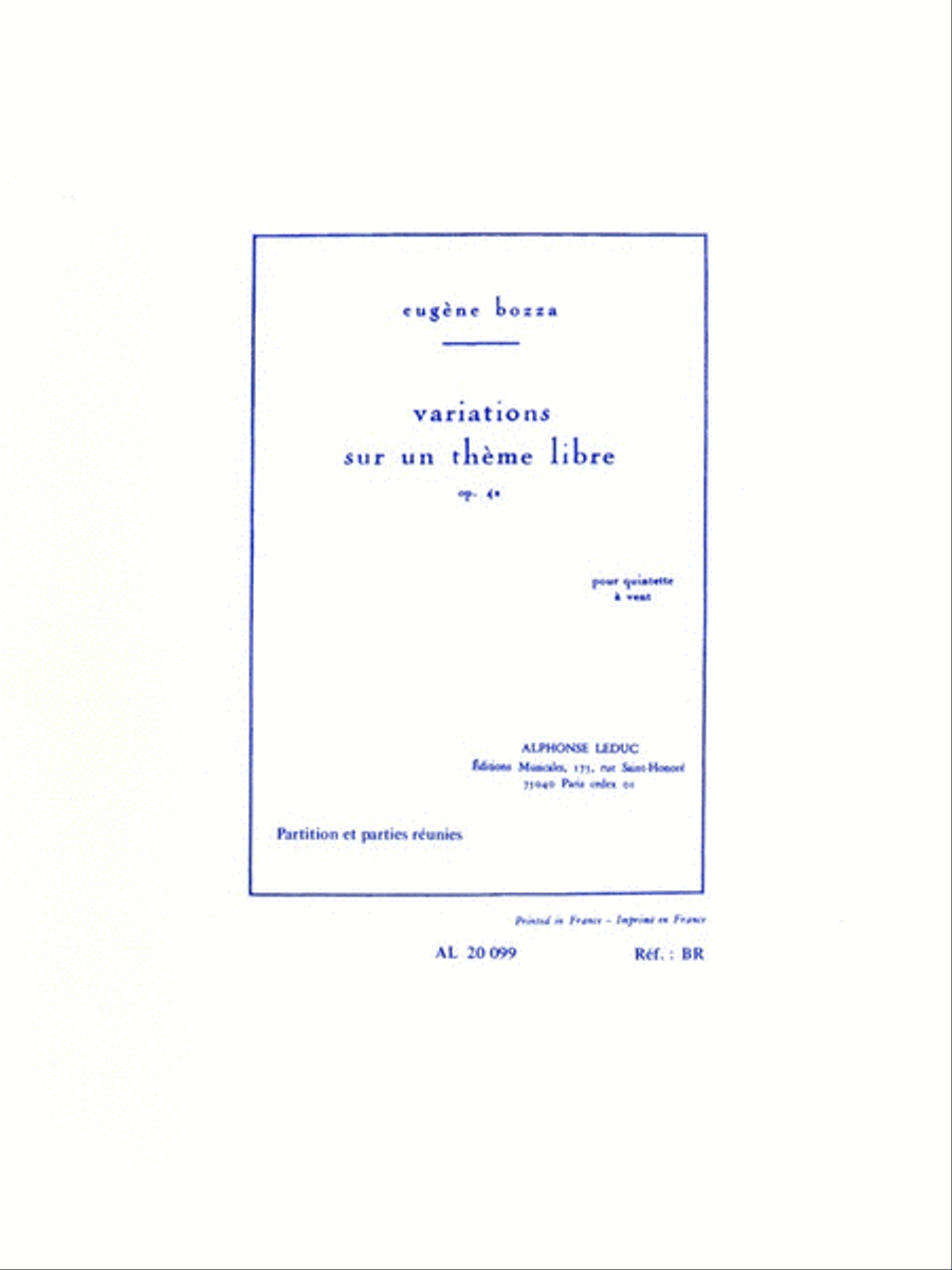 Variations sur un Theme Libre Op. 42 Woodwind Quintet scores gallery preview page 1