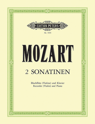 Book cover for 2 Viennese Sonatinas K439b/II, IV (Arranged for Recorder [Violin] and Piano)