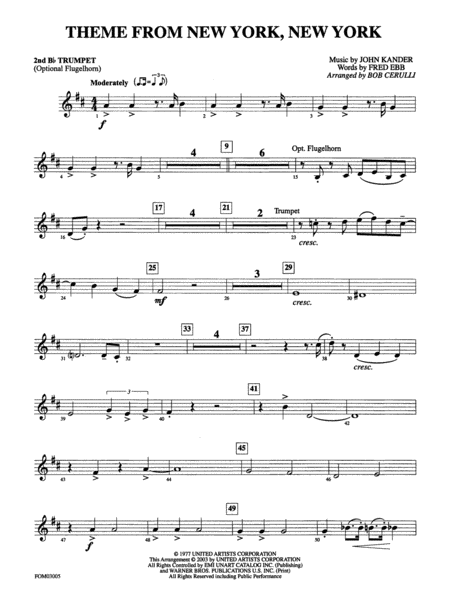 New York, New York, Theme from: 2nd B-flat Trumpet