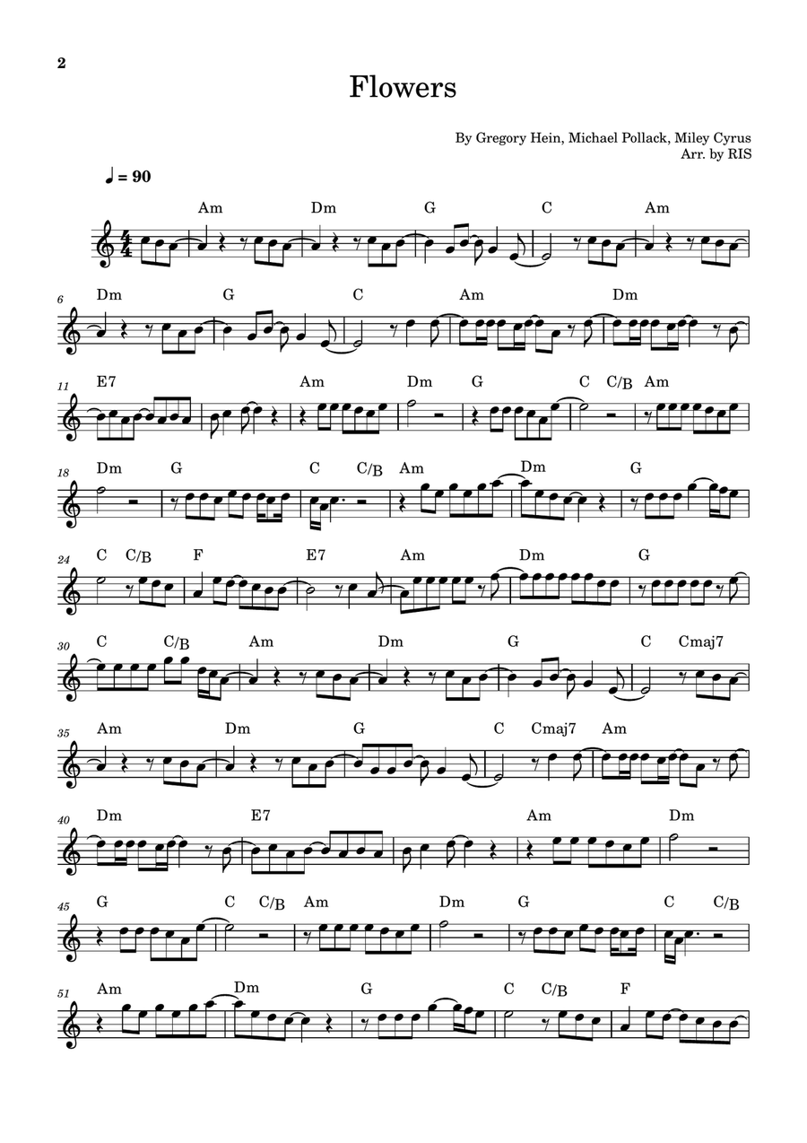 Flowers Easy Piano scores gallery preview page 2