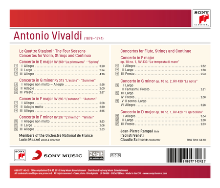 Vivaldi: The Four Seasons Op. 8 - Concertos for Flute, Strings & Continuo