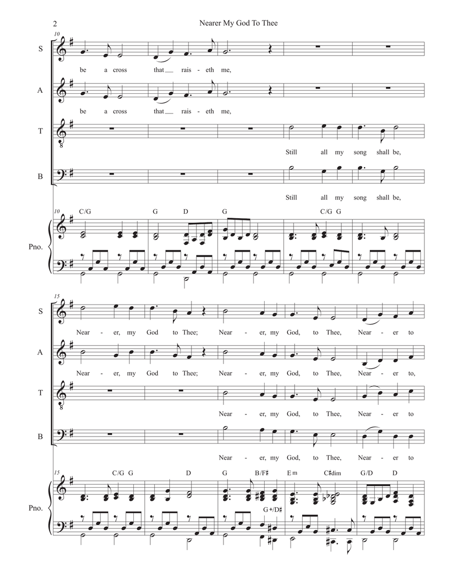 Nearer My God To Thee (Vocal Quartet - (SATB) 4-Part scores gallery preview page 2