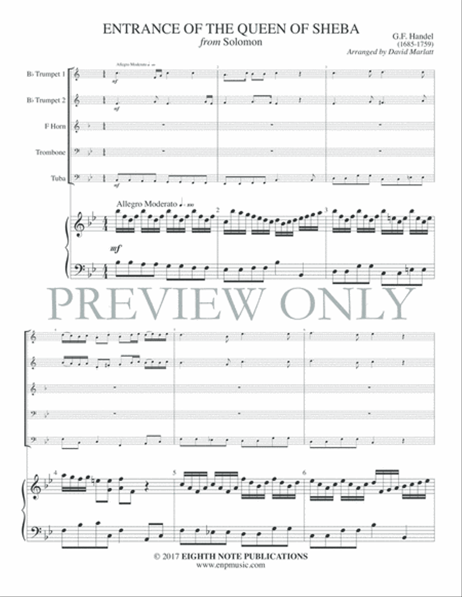Entrance of the Queen of Sheba Brass Ensemble scores gallery preview page 3