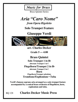Book cover for Aria "Caro Nome" from Rigoletto for Brass Quintet