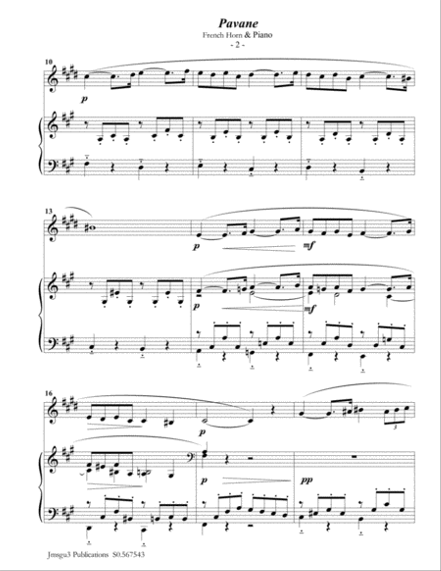 Fauré: Pavane Op. 50 for French Horn & Piano Horn scores gallery preview page 2