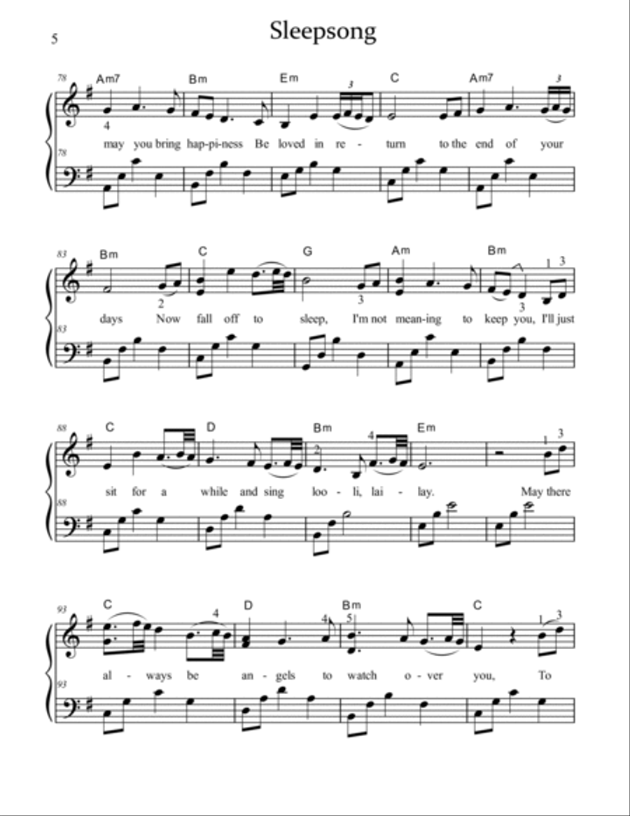 Sleepsong Piano, Vocal, Guitar scores gallery preview page 5