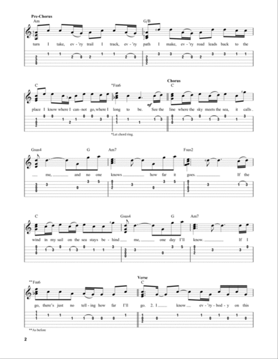 How Far I'll Go (from Moana) Guitar Tablature scores gallery preview page 2