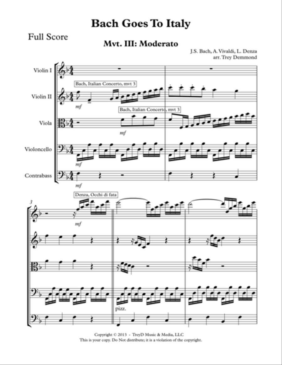 Bach Goes to Italy-mvt 3 String Orchestra scores gallery preview page 1