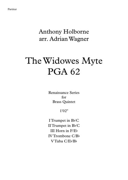The Widowes Myte PGA 62 (Anthony Holborne) Brass Quintet arr. Adrian Wagner image number null