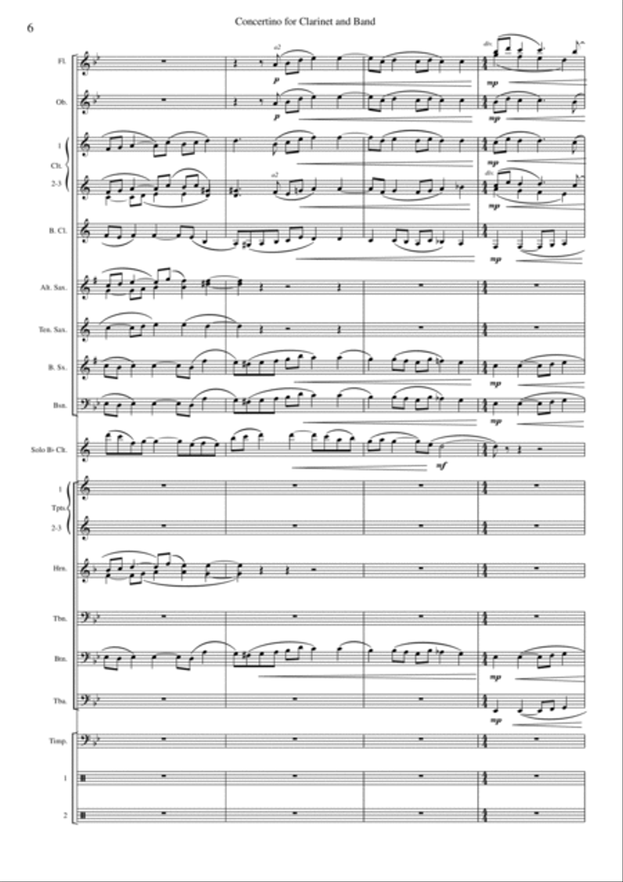Concertino for Clarinet and Band Concert Band scores gallery preview page 6