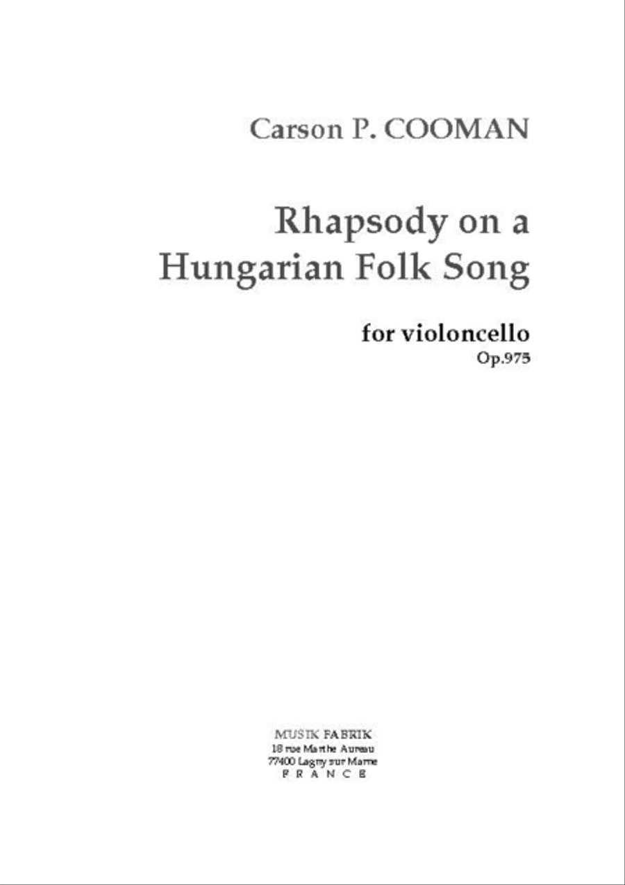Rhapsody on a Hungarian Folksong Cello scores gallery preview page 1