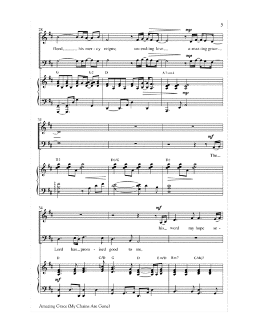 Amazing Grace (My Chains Are Gone) 2-Part scores gallery preview page 6